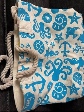 Disney Cruise Blue Nautical Print Canvas Tote